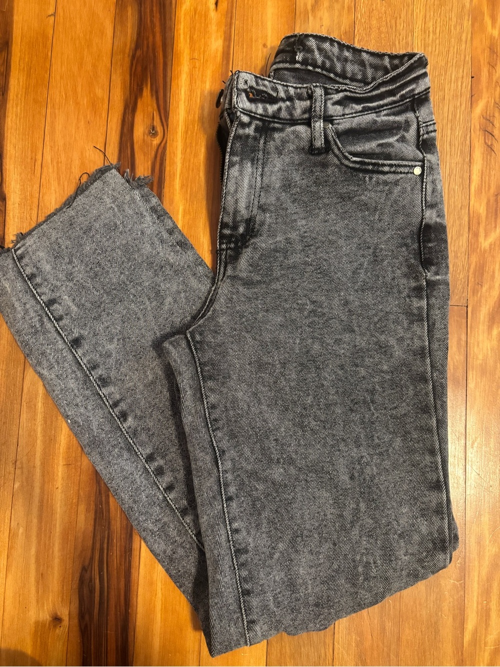 RSQ Women's Wide Leg High-Rise Acid Wash Jeans - Grey